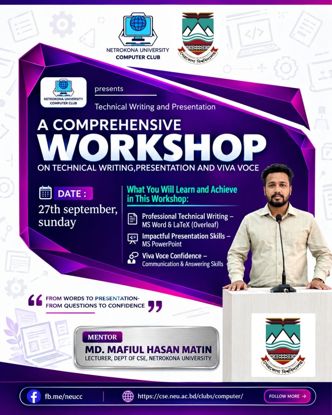 A Comprehensive Workshop on Technical Writing, Presentation and Viva Voce